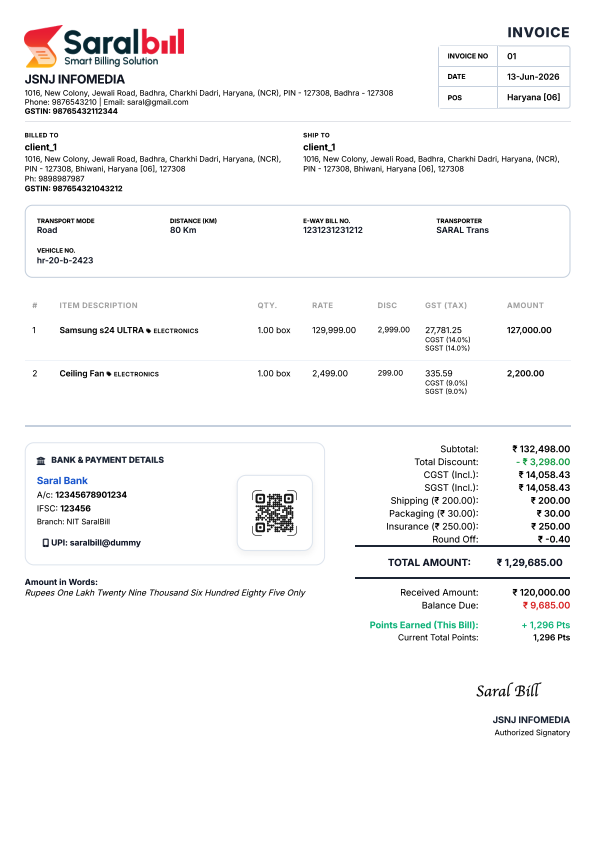 A5 Invoice Layout Preview